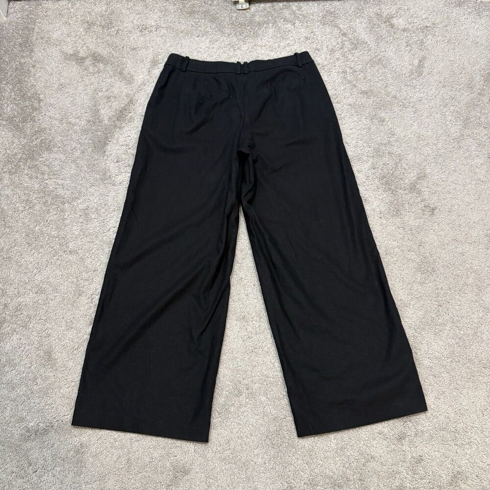 J. Crew Black Linen Blend Remy Wide Leg Pant Size 12 - Picture 2 of 11